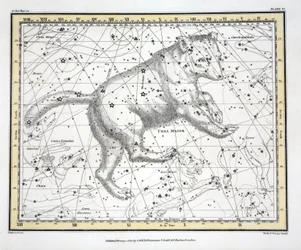 As constelações (placa VI) Ursa Major, de "um atlas celestial" por Alexander Jamieson, bar. Londres 1822 (gravura colorida à mão)